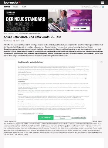 Bonedo.de Shure Beta 98A/C und Beta 98AMP/C Bonedo.de Shure Beta 98A/C und Beta 98AMP/C