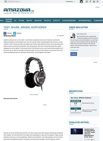 Amazona.de Test: Shure, SRH940, Kopfhörer Amazona.de Test: Shure, SRH940, Kopfhörer