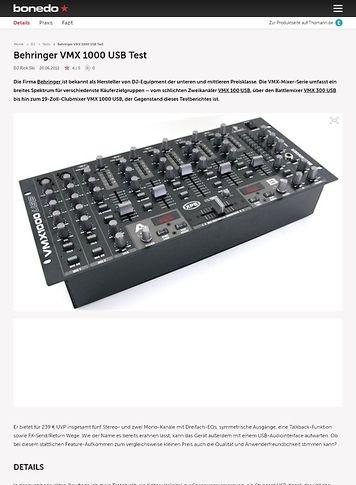 Bonedo.de Behringer VMX 1000 USB Bonedo.de Behringer VMX 1000 USB