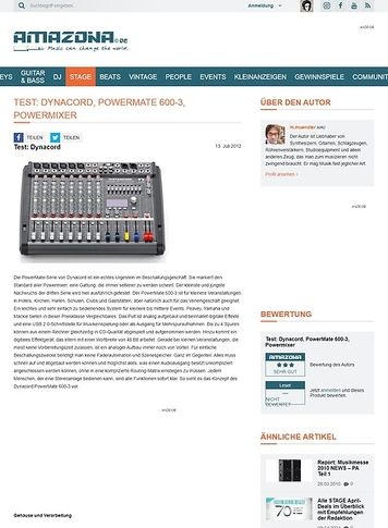 Amazona.de Test: Dynacord, PowerMate 600-3, Powermixer Amazona.de Test: Dynacord, PowerMate 600-3, Powermixer