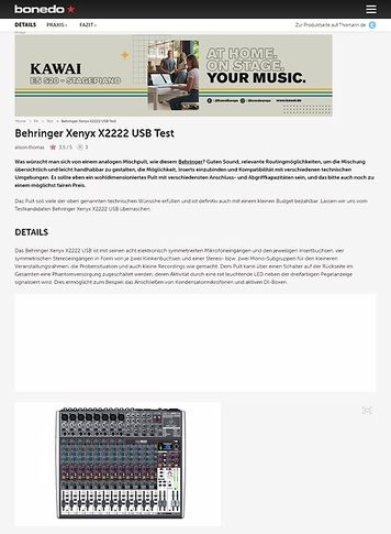 Bonedo.de Behringer Xenyx X2222 USB Bonedo.de Behringer Xenyx X2222 USB