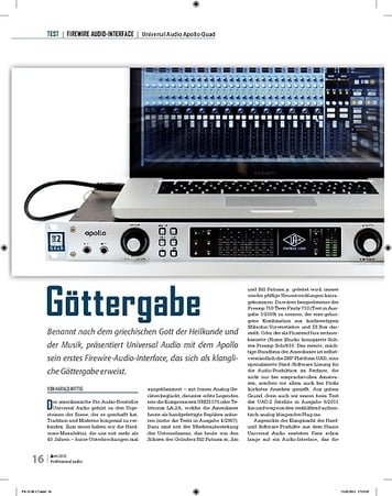 Professional Audio Göttergabe: Universal Audio Apollo Quad Professional Audio Göttergabe: Universal Audio Apollo Quad
