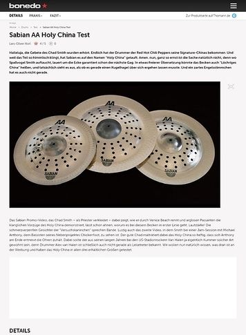 Bonedo.de Sabian AA Holy China Bonedo.de Sabian AA Holy China