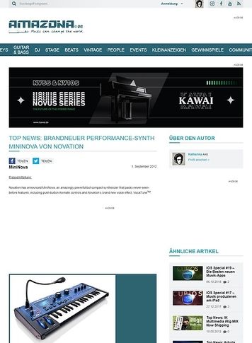 Amazona.de Top News: Brandneuer Performance-Synth MiniNova von Novation Amazona.de Top News: Brandneuer Performance-Synth MiniNova von Novation