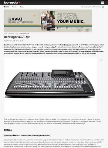 Bonedo.de Behringer X32 Bonedo.de Behringer X32