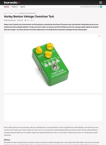 Bonedo.de Harley Benton Vintage Overdrive Bonedo.de Harley Benton Vintage Overdrive