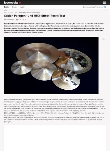 Bonedo.de Sabian Paragon- und HHX-Effect-Packs Bonedo.de Sabian Paragon- und HHX-Effect-Packs