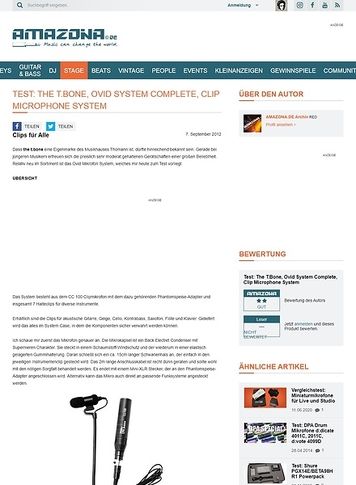 Amazona.de Test: The T.Bone, Ovid System Complete, Clip Microphone System Amazona.de Test: The T.Bone, Ovid System Complete, Clip Microphone System