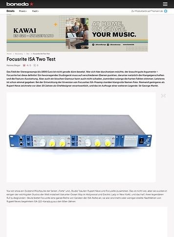 Bonedo.de Focusrite ISA Two Bonedo.de Focusrite ISA Two
