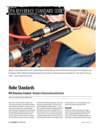 Sound & Recording DPA Reference Standard Serie: Modulare Kleinmembran-Studiomikrofone Sound & Recording DPA Reference Standard Serie: Modulare Kleinmembran-Studiomikrofone
