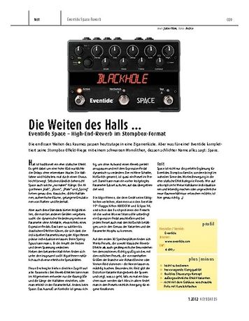 Keyboards Eventide Space High-End-Reverb im Stompbox-Format Keyboards Eventide Space High-End-Reverb im Stompbox-Format