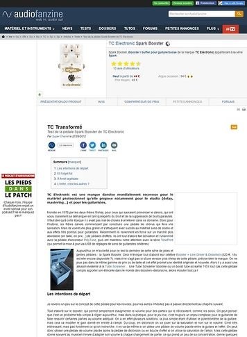 Audiofanzine.com TC Electronic Spark Booster Audiofanzine.com TC Electronic Spark Booster