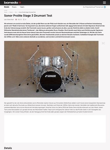 Bonedo.de Sonor Prolite Stage 3 Drumset Bonedo.de Sonor Prolite Stage 3 Drumset