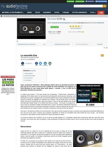 Audiofanzine.com Eve Audio SC305 Audiofanzine.com Eve Audio SC305