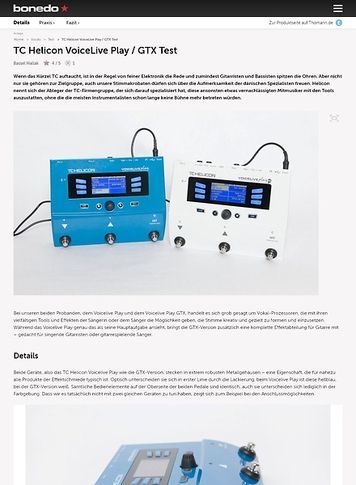 Bonedo.de TC Helicon VoiceLive Play und GTX Bonedo.de TC Helicon VoiceLive Play und GTX