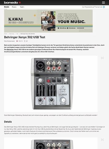 Bonedo.de Behringer Xenyx 302 USB Bonedo.de Behringer Xenyx 302 USB