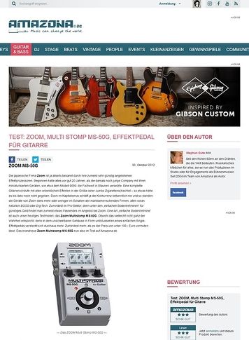 Amazona.de Test: ZOOM, Multi Stomp MS-50G, Effektpedal für Gitarre Amazona.de Test: ZOOM, Multi Stomp MS-50G, Effektpedal für Gitarre