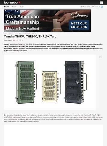 Bonedo.de Yamaha THR-Serie Bonedo.de Yamaha THR-Serie