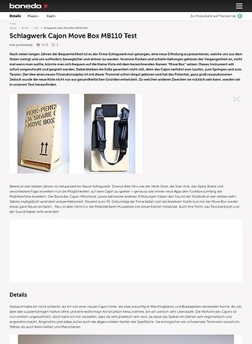 Bonedo.de Schlagwerk Cajon Move Box MB110 Test Bonedo.de Schlagwerk Cajon Move Box MB110 Test