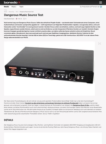 Bonedo.de Test Preview: Dangerous Music Source Bonedo.de Test Preview: Dangerous Music Source