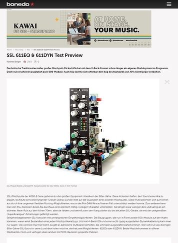 Bonedo.de Test Preview: SSL 611EQ & 611DYN Test Bonedo.de Test Preview: SSL 611EQ & 611DYN Test