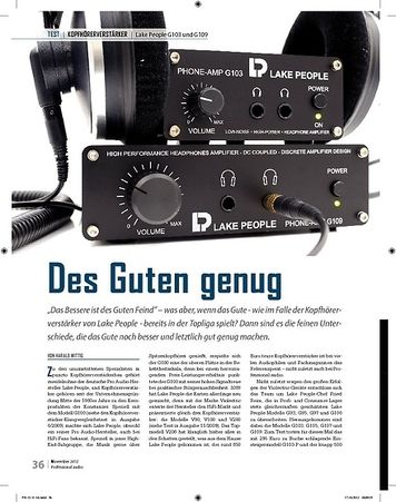 Professional Audio Des Guten genug Lake People G103 und G109 Professional Audio Des Guten genug Lake People G103 und G109