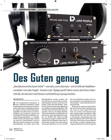 Professional Audio Des Guten genug Lake People G103 und G109 Professional Audio Des Guten genug Lake People G103 und G109