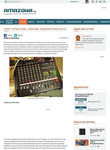 Amazona.de Test: Dynacord, CMS 600, Kompaktmischpult Amazona.de Test: Dynacord, CMS 600, Kompaktmischpult