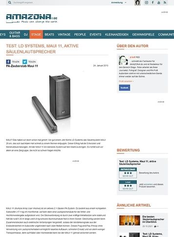 Amazona.de Test: LD Systems, Maui 11, aktives Säulen-PA-System Amazona.de Test: LD Systems, Maui 11, aktives Säulen-PA-System