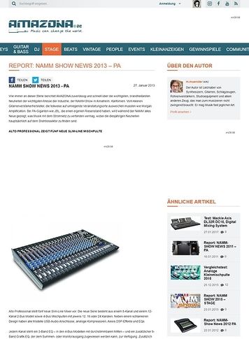 Amazona.de Report: NAMM Show News 2013 - PA Amazona.de Report: NAMM Show News 2013 - PA