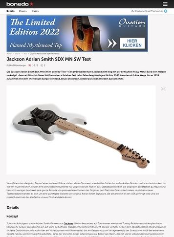 Bonedo.de Jackson Adrian Smith SDX MN SW Test Bonedo.de Jackson Adrian Smith SDX MN SW Test