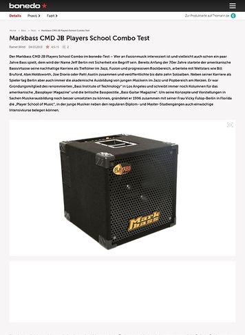 Bonedo.de Markbass CMD JB Players School Combo Test Bonedo.de Markbass CMD JB Players School Combo Test