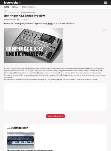 Bonedo.de Behringer X32 Sneak Preview Bonedo.de Behringer X32 Sneak Preview