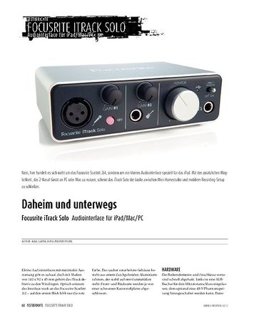 Sound & Recording Focusrite iTrack Solo - Audiointerface für iPad, Mac und PC Sound & Recording Focusrite iTrack Solo - Audiointerface für iPad, Mac und PC