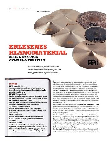 Sticks Meinl Byzance Cymbal-Neuheiten 2012 Sticks Meinl Byzance Cymbal-Neuheiten 2012