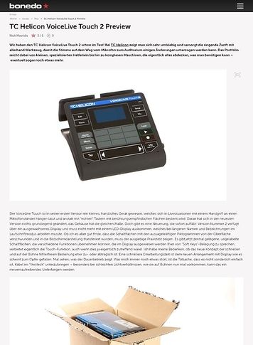 Bonedo.de TC Helicon VoiceLive Touch 2 Preview Bonedo.de TC Helicon VoiceLive Touch 2 Preview