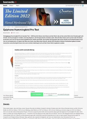 Bonedo.de Epiphone Hummingbird Pro Test Bonedo.de Epiphone Hummingbird Pro Test