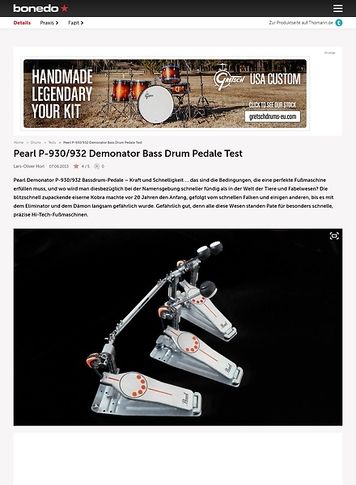 Bonedo.de Pearl Demonator Drumpedale Test Bonedo.de Pearl Demonator Drumpedale Test