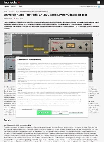 Bonedo.de Universal Audio Teletronix LA-2A Classic Leveler Collection Test Bonedo.de Universal Audio Teletronix LA-2A Classic Leveler Collection Test