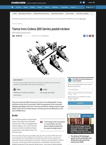 MusicRadar.com Tama Iron Cobra 200 Series pedal MusicRadar.com Tama Iron Cobra 200 Series pedal