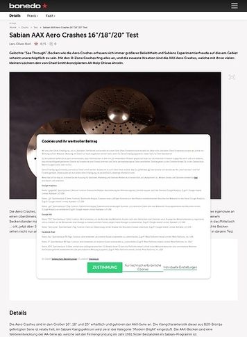 Bonedo.de Sabian Aero Crashes Test Bonedo.de Sabian Aero Crashes Test