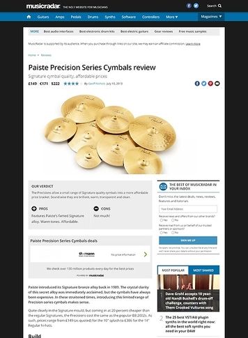 MusicRadar.com Paiste Precision Series Cymbals MusicRadar.com Paiste Precision Series Cymbals