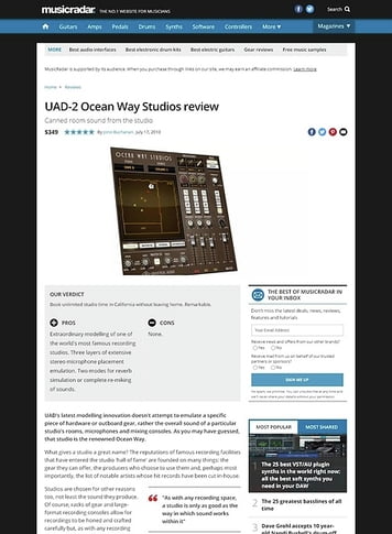 MusicRadar.com UAD-2 Ocean Way Studios MusicRadar.com UAD-2 Ocean Way Studios