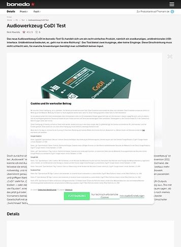 Bonedo.de Audiowerkzeug CoDI Test Bonedo.de Audiowerkzeug CoDI Test