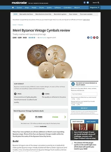MusicRadar.com Meinl Byzance Vintage Cymbals MusicRadar.com Meinl Byzance Vintage Cymbals