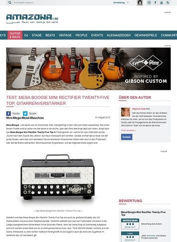 Amazona.de Test: Mesa Boogie Mini Rectifier Twenty-Five Top, Gitarrenverstärker Amazona.de Test: Mesa Boogie Mini Rectifier Twenty-Five Top, Gitarrenverstärker