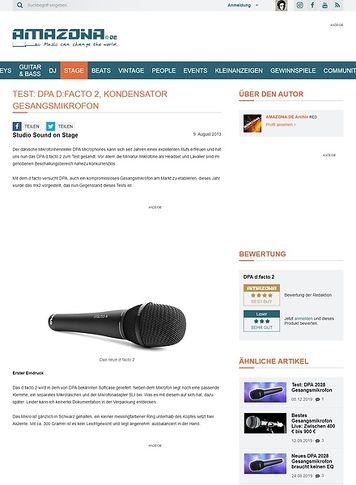 Amazona.de Test: DPA d:facto 2, Kondensator Gesangsmikrofon Amazona.de Test: DPA d:facto 2, Kondensator Gesangsmikrofon