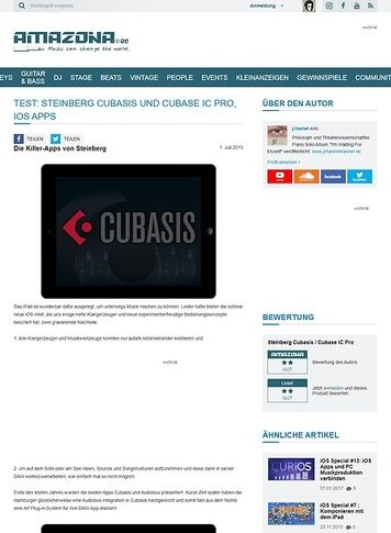 Amazona.de Test: Steinberg Cubasis und Cubase IC Pro, iOS Apps Amazona.de Test: Steinberg Cubasis und Cubase IC Pro, iOS Apps