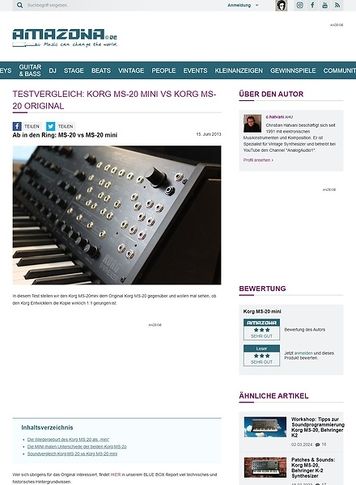 Amazona.de Workshop: Korg MS20 mini: Unterschiede zum Original & Sound Programmierung Amazona.de Workshop: Korg MS20 mini: Unterschiede zum Original & Sound Programmierung