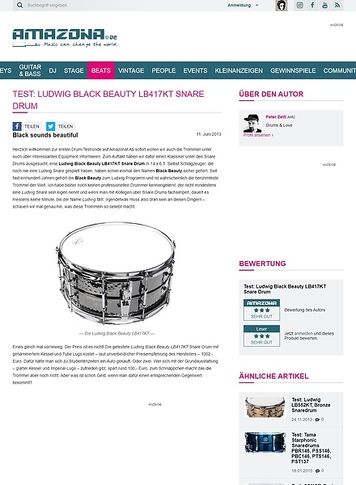 Amazona.de Test: Ludwig Black Beauty LB417KT Snare Drum Amazona.de Test: Ludwig Black Beauty LB417KT Snare Drum